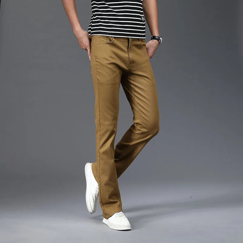 Thin Flare Pants Men Bell Bottom Boot Cut Trouser Men Classic Summer Flared Pant Men Pantalon Homme Black White
