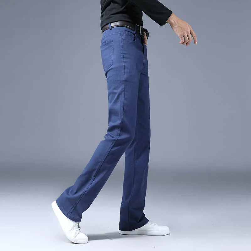 Thin Flare Pants Men Bell Bottom Boot Cut Trouser Men Classic Summer Flared Pant Men Pantalon Homme Black White