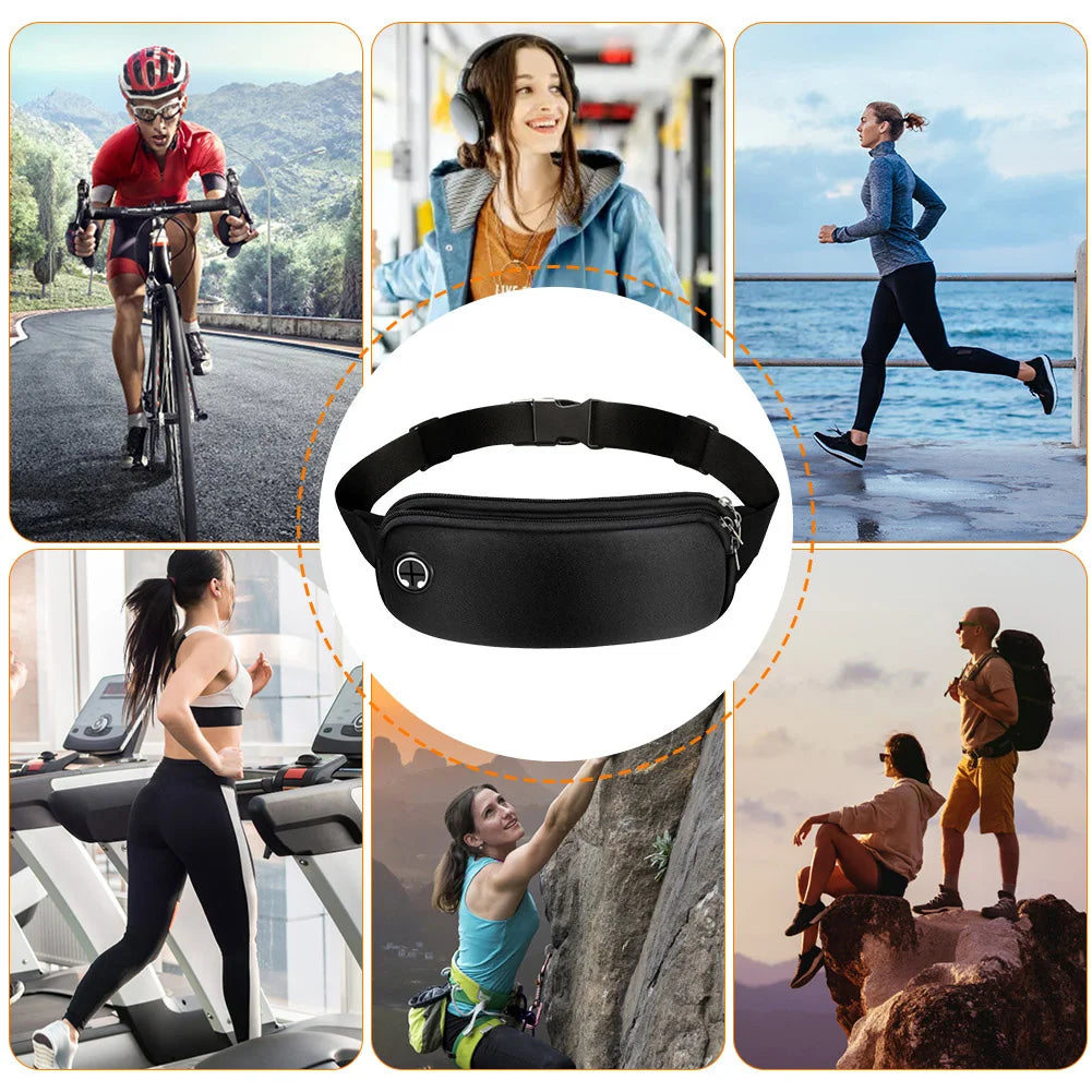 5 PCS Running Belt Waterproof for Men Women Fanny Pack with Headphone Port Phone Holder Waist Pouch for Hiking Walking Sport