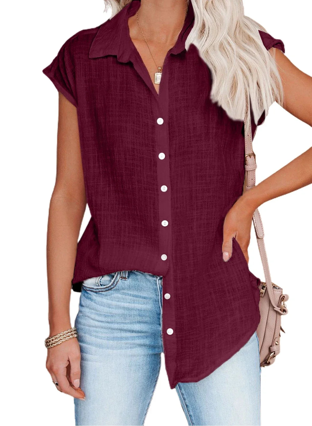 Cotton Linen Shirt Ladies Tops Tee Casual Thin Loose Woman T Shirt Summer Short Sleeve Solid T-Shirts Women Clothing Blouses