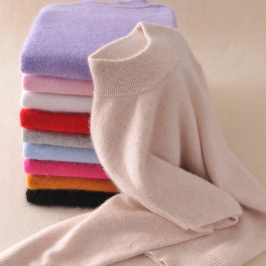18 Colors Women Cashmere Sweater Pullovers Long Sleeve Pull Femme Half Turtleneck Pullover Women Jumpers