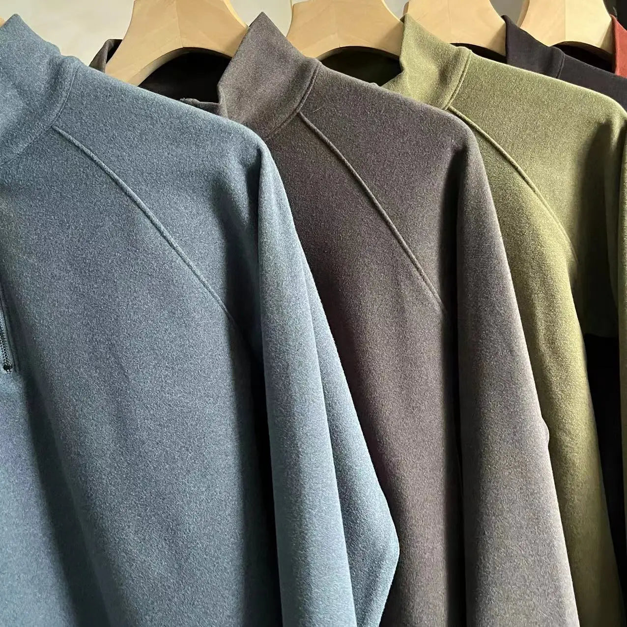 Soft Skin-Friendly Men's Long Sleeve Base shirt Double-Sided Velvet f-Zip Autumn Winter Fashionable Top Modern