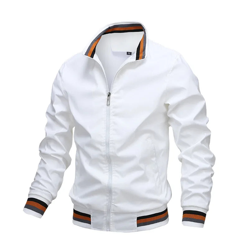 Casual Men's Sports Jacket  Polyester Long Sleeve, Stand Fit, Youth Fashion, Four Seasons Outerwear