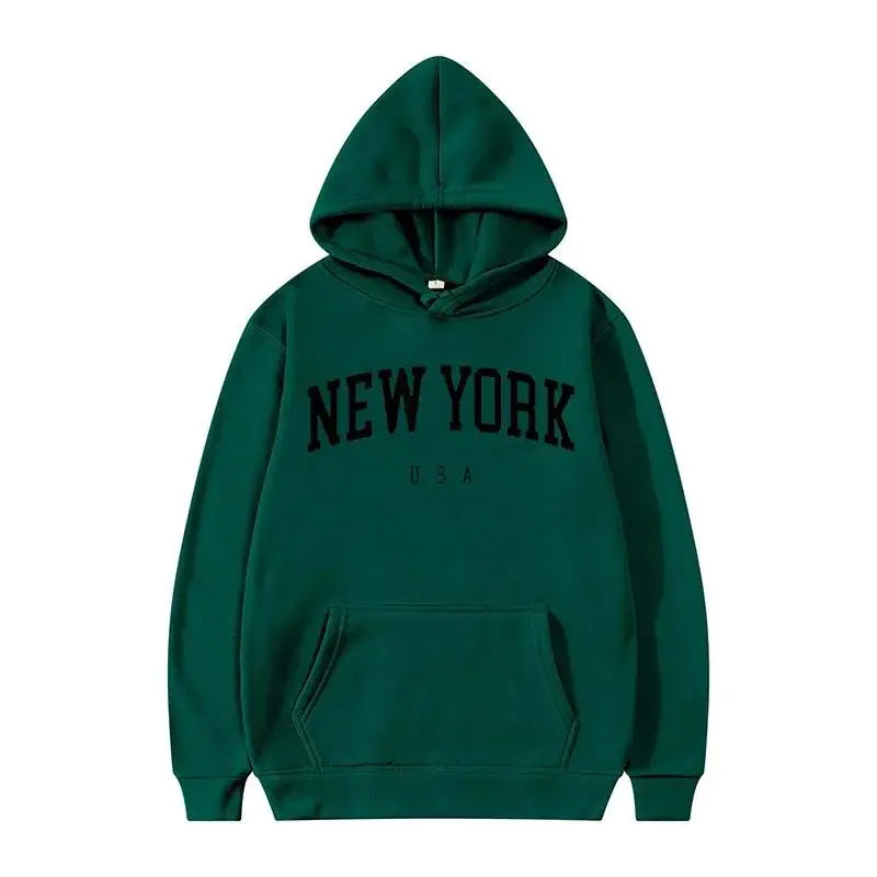 Men / Women New York U.S.A City Hoodies Fashion Letter Printed Graphic Sweatshirts Loose Casual Harajuku Hooded Pullover Sportwear