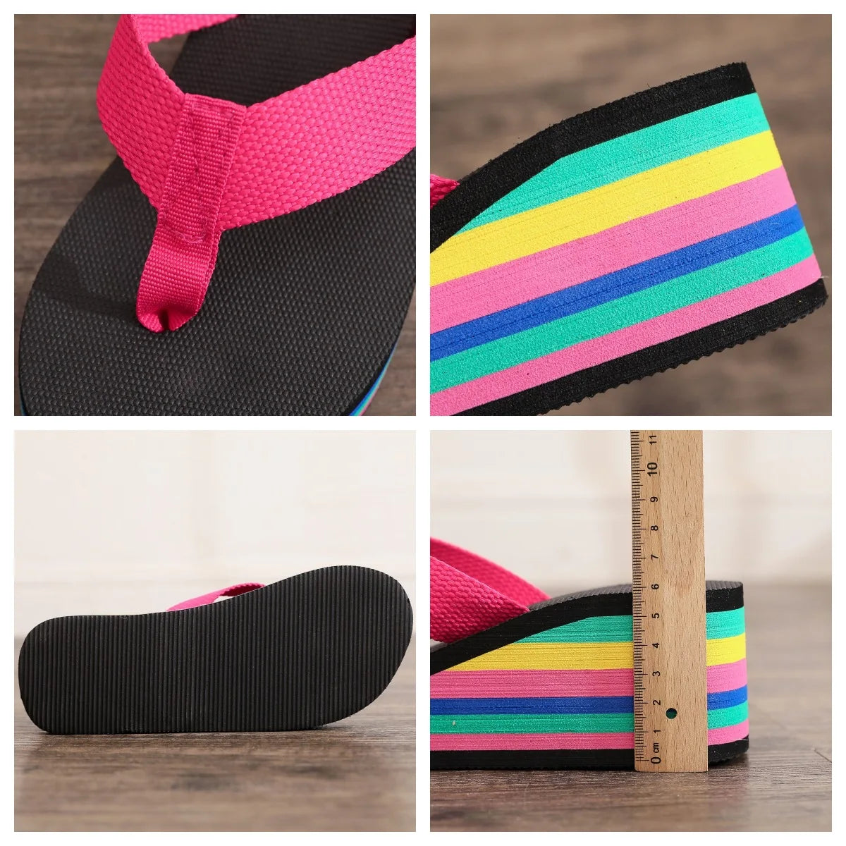 Women's Summer Flip Flops Wedges Fashion Platform Slides High Heel 5cm Thick Bottom Beach Slippers for Holiday