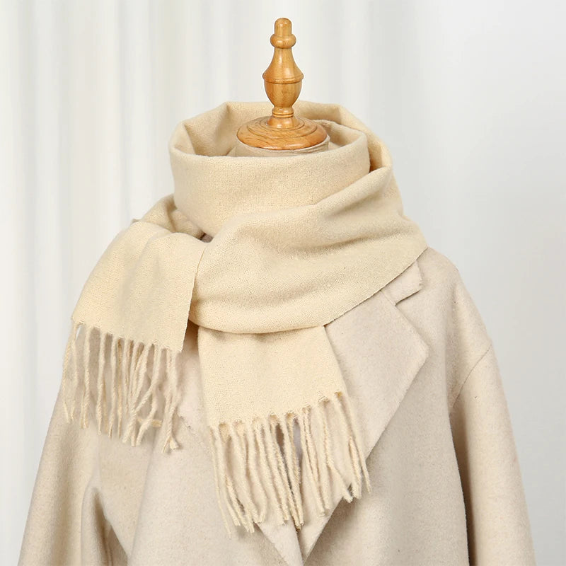 New Winer Warm Cashmere Scarf for Women Fashion Solid Thick Blanket Pashmina Shawl Wrap Female Bufanda Echarpe Foulard 2025