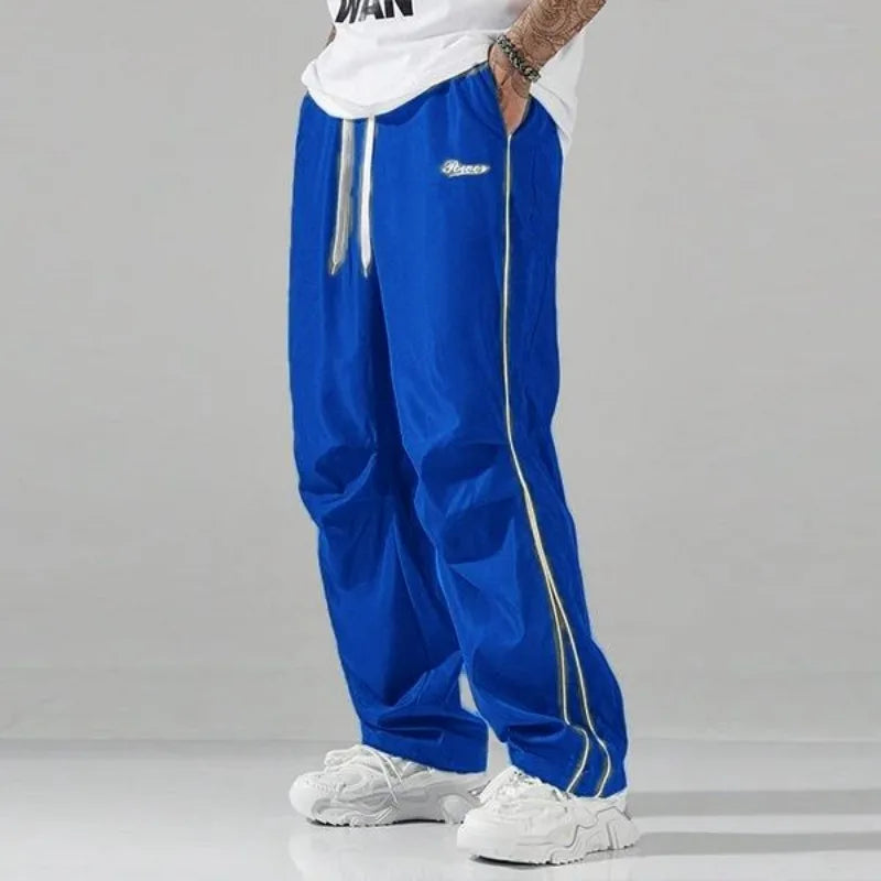 UETEEY Mens Sport Straight Leg Pants Drawstring Elastic Waist Casual Trousers Men Streetwear Solid Color All Season Hot Sale