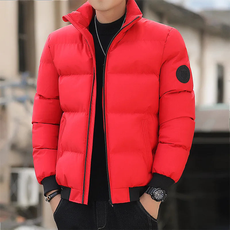 This Casual Long Sleeve Jacket Coat Pure Color Fashion Urban Stand Fit Thinned Cotton Jacket for Men