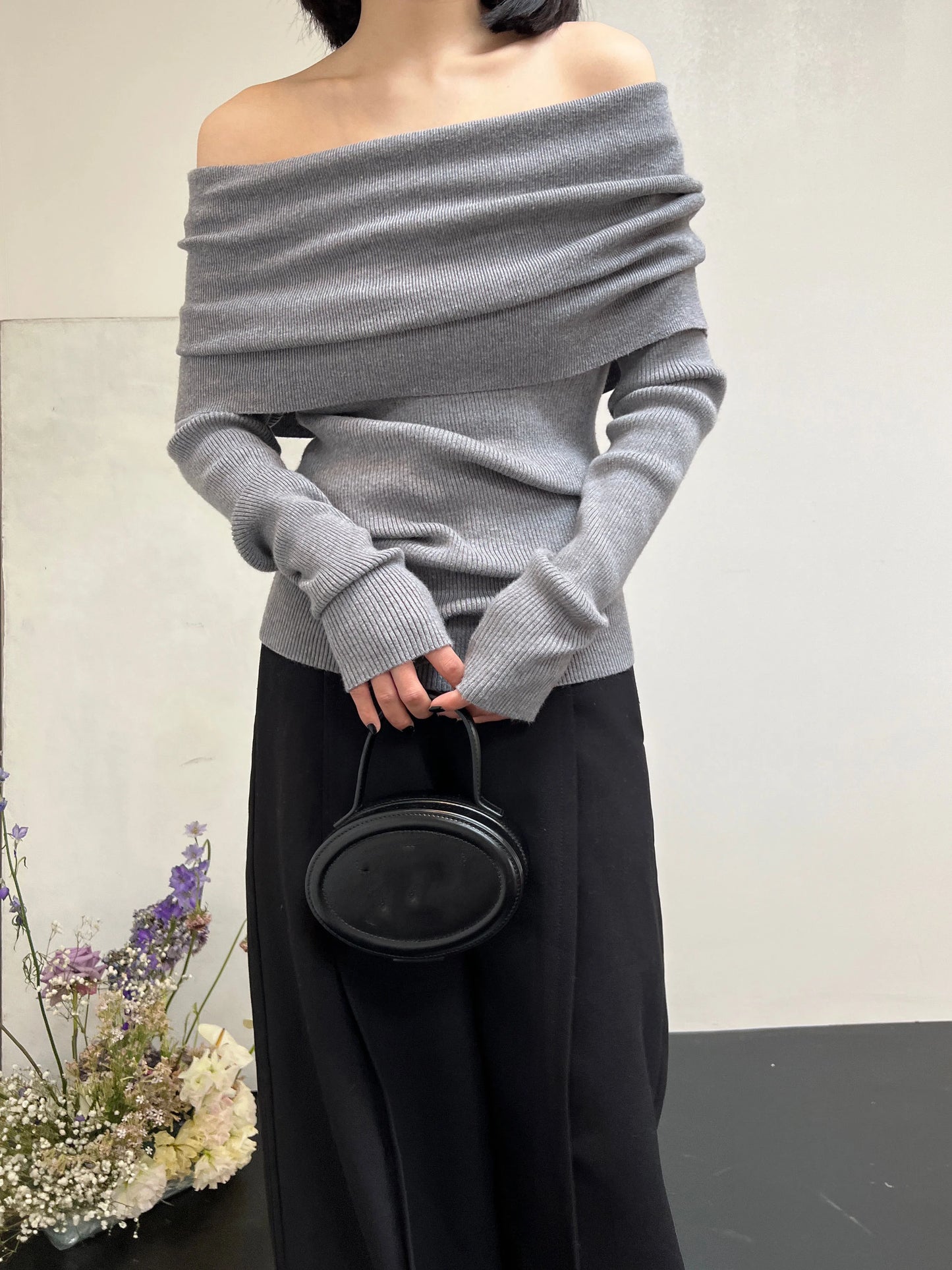 2026 Elegant Vintage Knitted Solid Jumper Autumn Winter Off Shoulder Women Sweaters High Stretch Top Soft Chic Pullovers