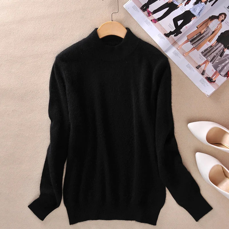 18 Colors Women Cashmere Sweater Pullovers Long Sleeve Pull Femme Half Turtleneck Pullover Women Jumpers
