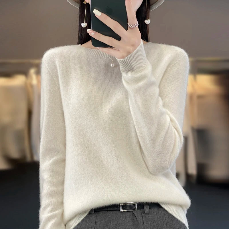 Fall/winter 2026 new cashmere sweater women's sweater 100% merino wool fashion O-neck Spring/Autumn warm pullover