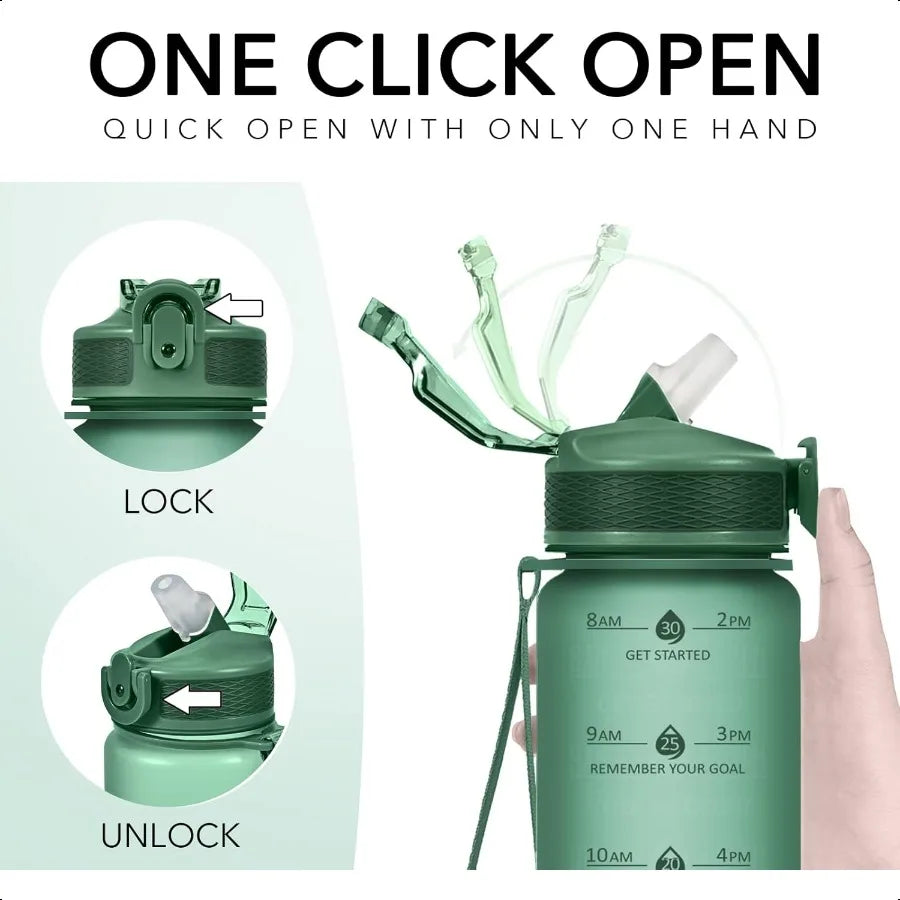 32oz Water Bottles with Straw Stay Motivated and Hydrated with Convenient Times to Drink Markings Durable Leakproof