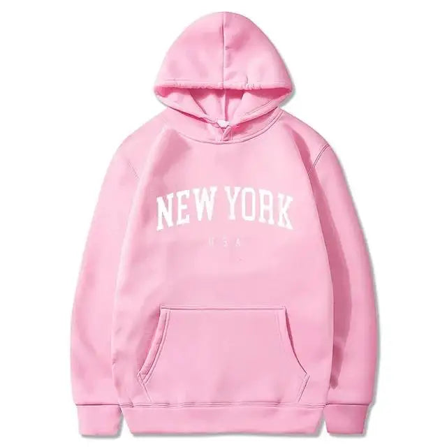 Men / Women New York U.S.A City Hoodies Fashion Letter Printed Graphic Sweatshirts Loose Casual Harajuku Hooded Pullover Sportwear