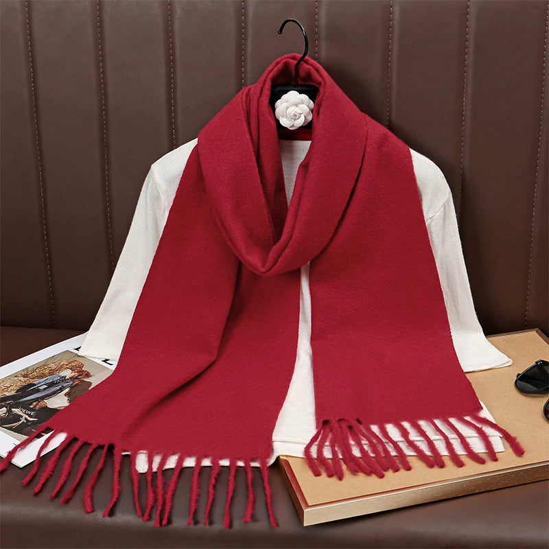 New Winer Warm Cashmere Scarf for Women Fashion Solid Thick Blanket Pashmina Shawl Wrap Female Bufanda Echarpe Foulard 2025