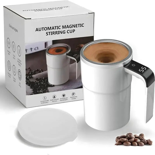 Electric Self-stirring Coffee Mug Magnetic Stirring Cup Rechargeable Automatic Mixing Cup w/LCD Thermometer