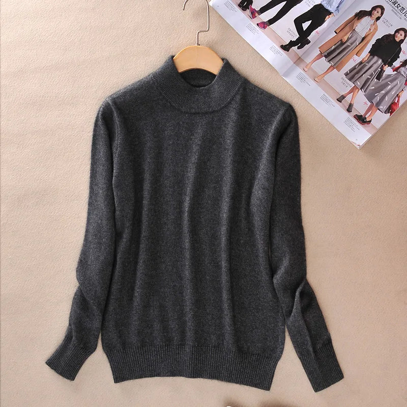 18 Colors Women Cashmere Sweater Pullovers Long Sleeve Pull Femme Half Turtleneck Pullover Women Jumpers
