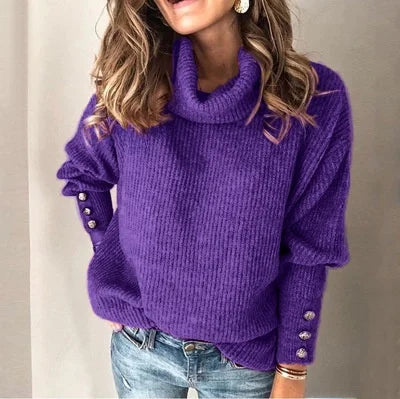 Early Spring, Autumn Winter Pure Color Long Sleeve Hoodie High Collar Knitted Top Women's Casual Straight Fit Knitted wear Fashionable