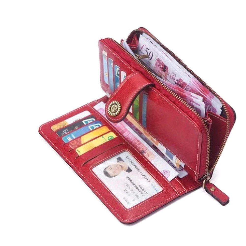 High Quality Women Wallet  Anti-theft Leather Wallets For Woman Long Zipper Large Ladies Clutch Bag Female Purse Card Holder