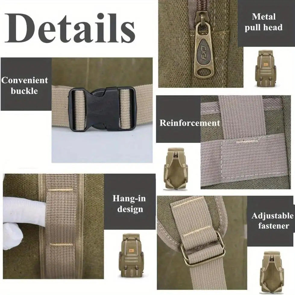 1pc 90L Hiking Daypack Backpack Canvas Hydration Pack for Men and Women Climbing Outdoor Sport Large Capacity