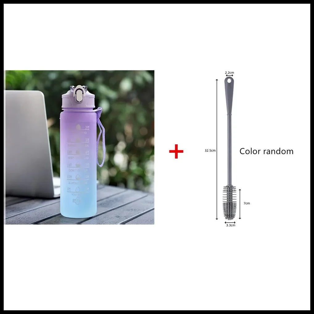 900ML Sports Water Bottle with Time Marker Leak-proof Cup Motivational Portable Water bottle for Outdoor Sport Fitness BPA Free