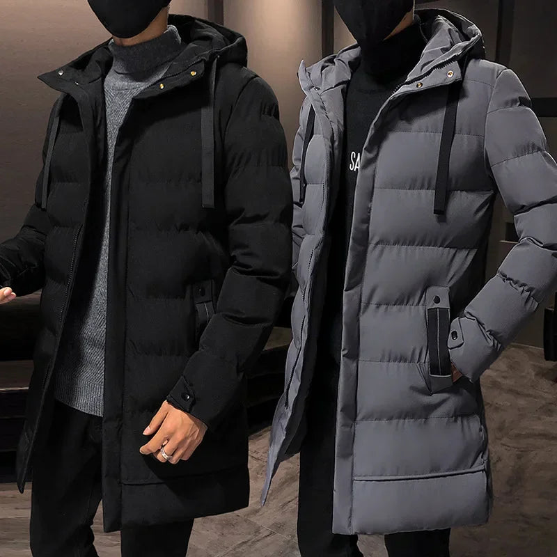 Men's Winter Thickened Mid-Length Cotton Jacket Anti-Cold Donated Military Cotton Coat Winter Sports Student Training Coat