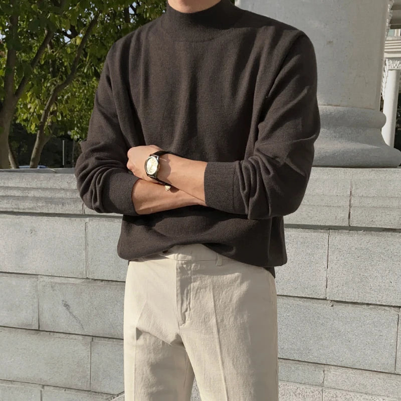 MRCYC Men's Knitted Sweater f High Collar Loose Fit Thiened Mid-Ne Bla Boting irt Casual Wear Polyester Winter