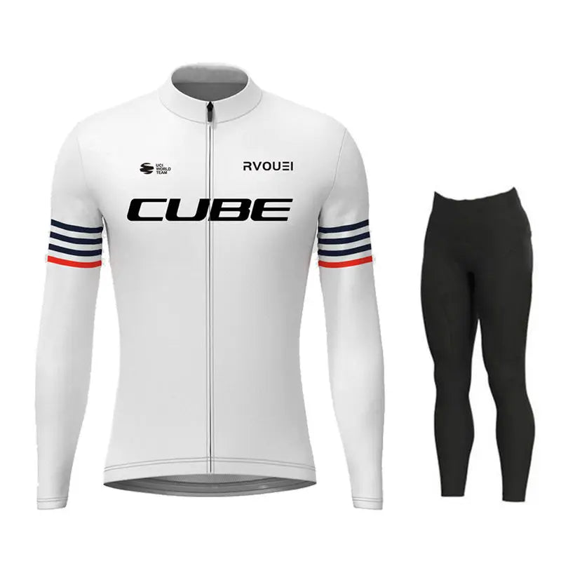 Cube Team Breathable Long Sleeve Men Cycling Jersey Set MTB Bike Clothing Autumn Bicycle Clothes