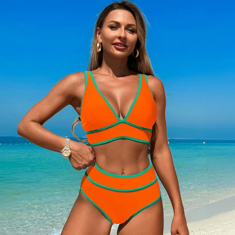 2026 Fashion Swimwear Drawback Bikini Women's Swimsuit Sports Split Swimsuit Women's Swimsuit