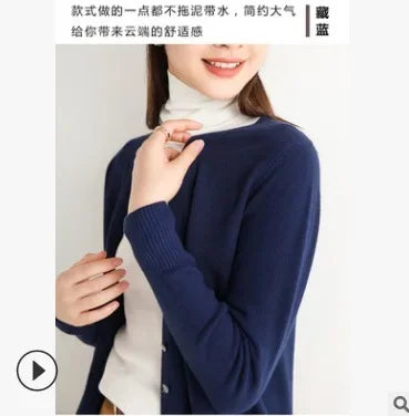 2026 Women Cardigans Long Sleeve Knitted Outerwear Solid Thin Spring / Autumn Sweaters V-neck Knitwear Cardigans