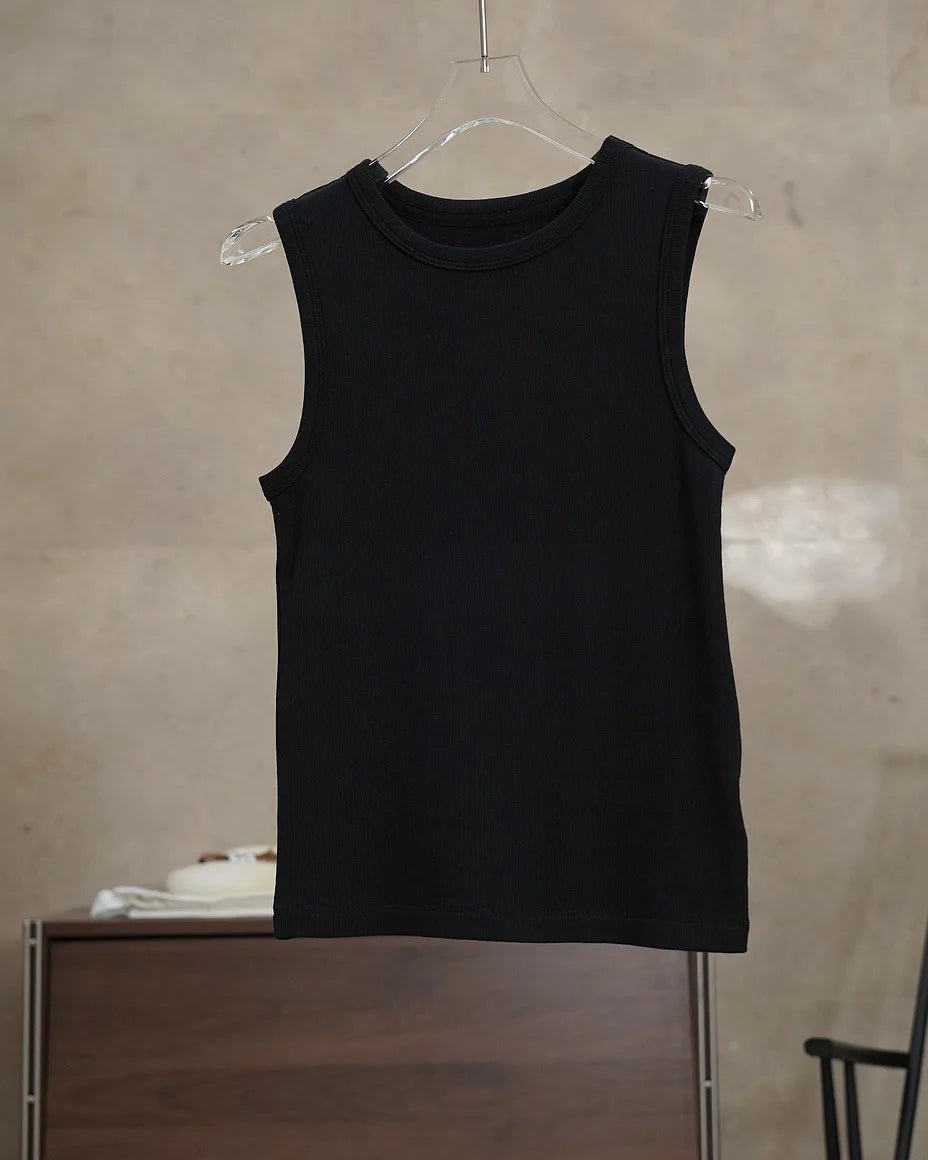 2026 Spring Simple Plush Feeling Tank Women Basic Sleeveless Top Female Black/White/Gray/Camel
