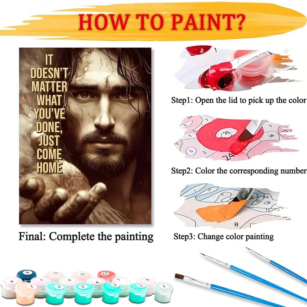 Religion Jesus Paint By Numbers For Adult Diy Art Religious Craft Kit HandPainted On Canvas Valentines Gift Home Decor
