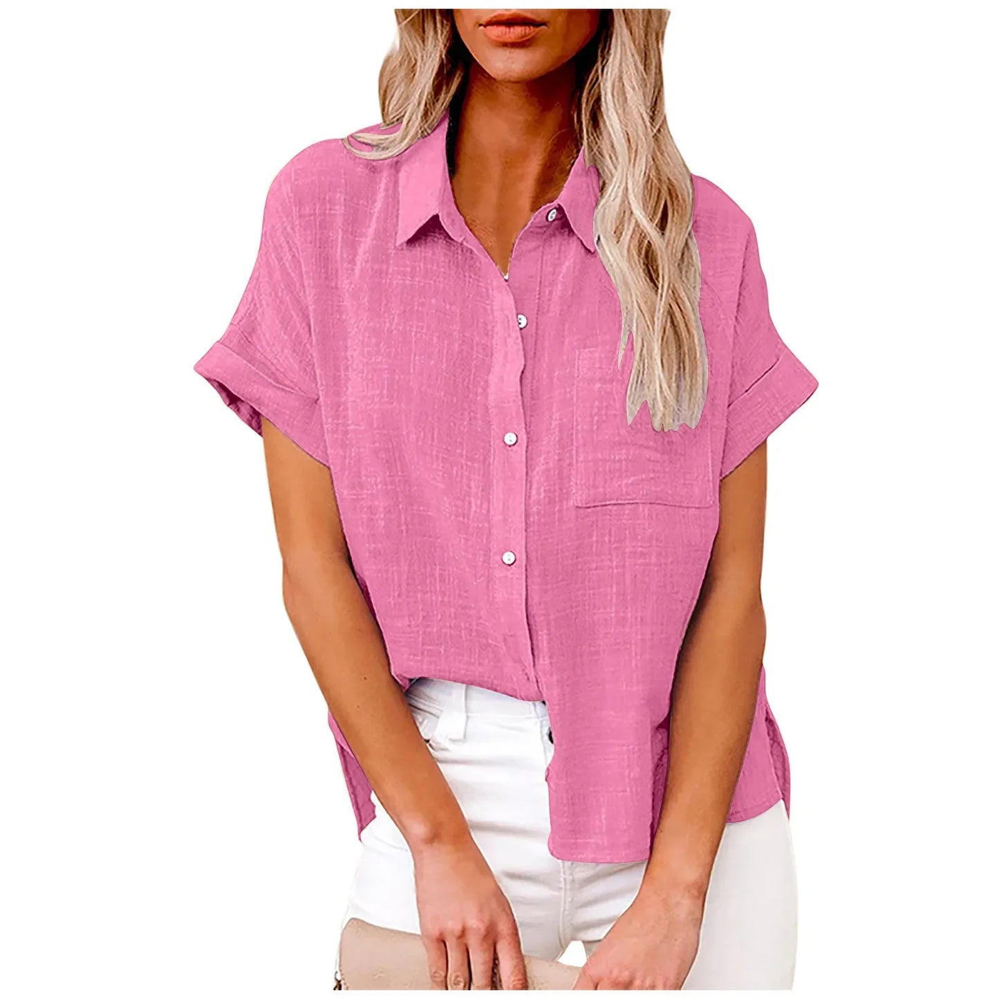Short Sleeve Tops Tee Women Blouses Summer Loose Ladies T-Shirts Cotton Linen Blouse Woman Clothing Casual T Shirt
