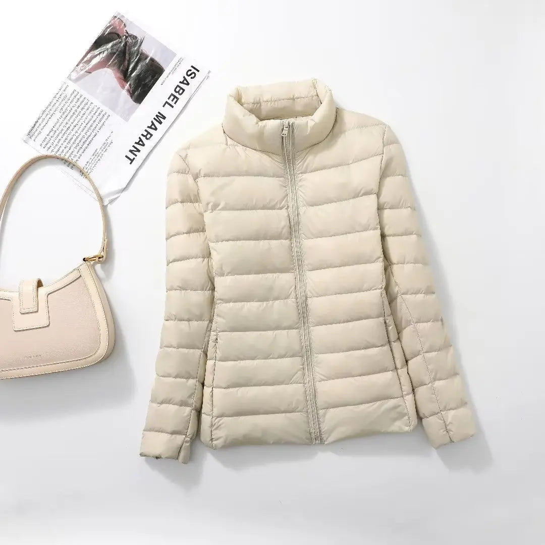 Women Short Puffer Jacket 2026 New Fashion Stand Collar Lightweight Water-Resistant Packable Female Down Parka Casual Coat
