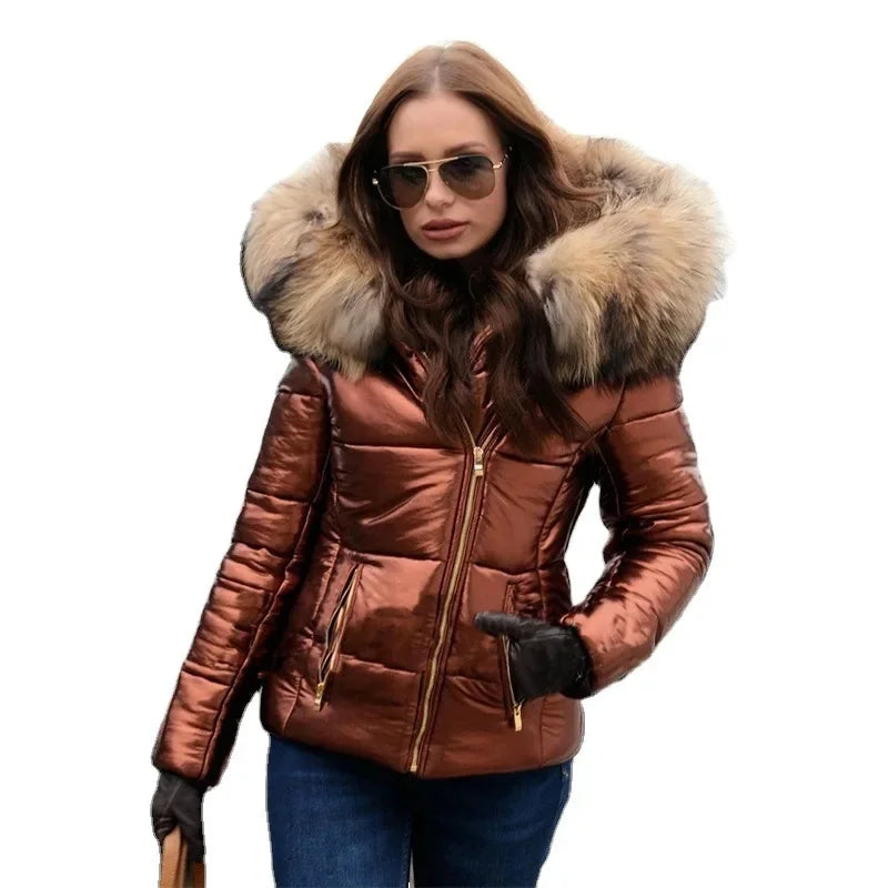 Winter Thickened Women's down Cotton Jacket Short Style Female Coat Long Sleeve Padded Cotton Outerwear Fashionable Ladies' Park