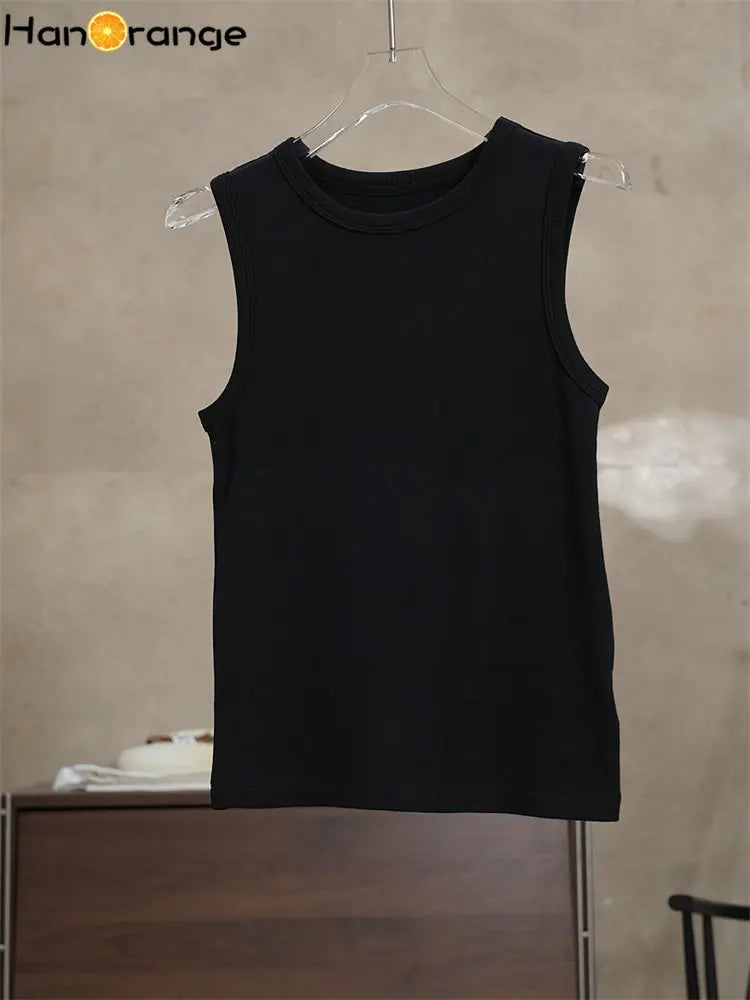 2026 Spring Simple Plush Feeling Tank Women Basic Sleeveless Top Female Black/White/Gray/Camel