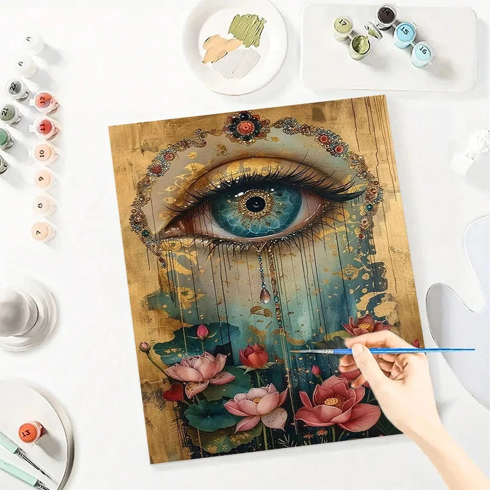 Eye Diy Art Paint By Numbers For Adult Flower Craft Kit HandPainted On Canvas Valentines Gift Home Decor