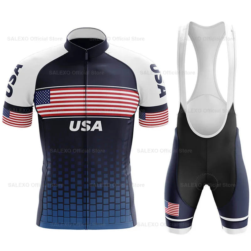 2026 USA Cycling Kit Men's Racing Team Cycling Jersey Set Summer MTB Maillot Bicycle Clothes Outdoor Equipment Cycling Clothing