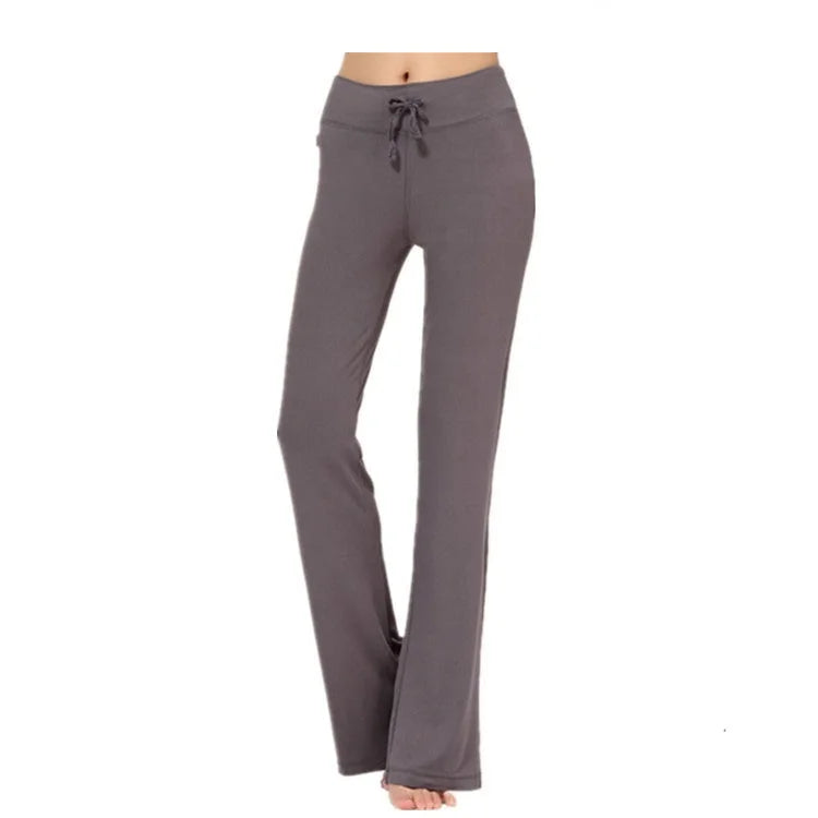 Women Leggings Wide Leg Flare Pants With Pockets Drawstring Sports Trousers High Waist Flared Yoga Leggings Fitness Running Jogg