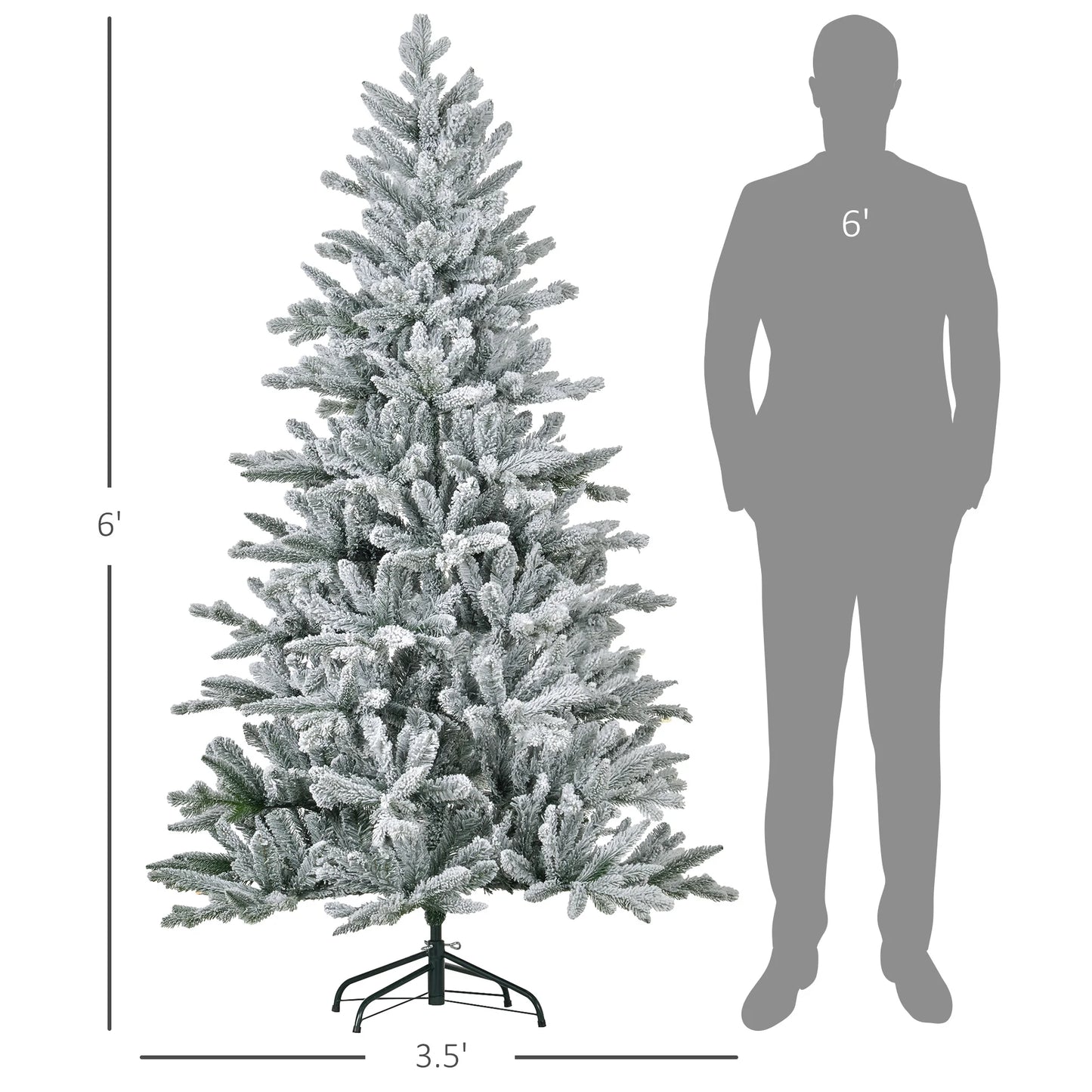 6 Foot Snow Flocked Artificial Christmas Tree, Easy Assembly