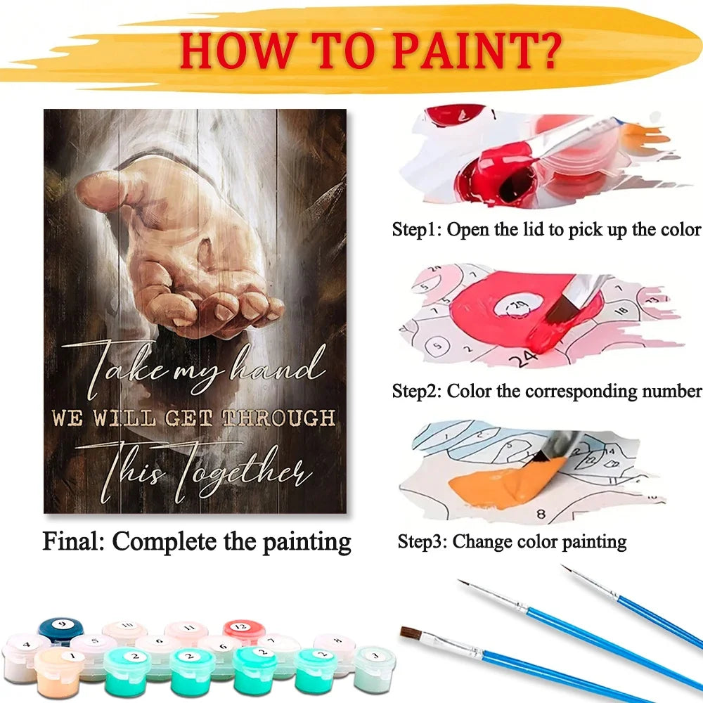 Diy Art Christ Paint By Numbers For Adult Hand of God Craft Kit HandPainted On Canvas Valentines Gift Home Decor