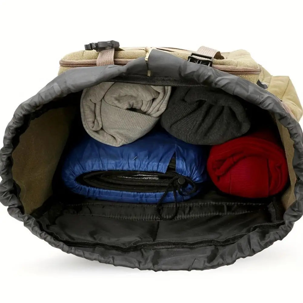 1pc 90L Hiking Daypack Backpack Canvas Hydration Pack for Men and Women Climbing Outdoor Sport Large Capacity