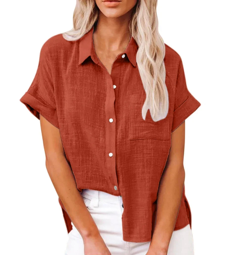 Short Sleeve Tops Tee Women Blouses Summer Loose Ladies T-Shirts Cotton Linen Blouse Woman Clothing Casual T Shirt