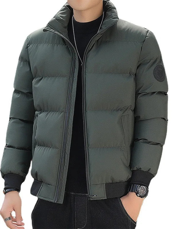 This Casual Long Sleeve Jacket Coat Pure Color Fashion Urban Stand Fit Thinned Cotton Jacket for Men