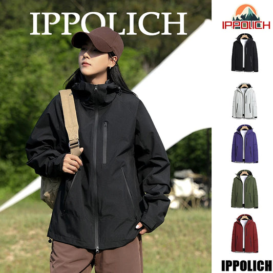 Autumn Hiking Jacket Women Windproof Waterproof Hooded Jackets Outdoor Hiking Outerwear Camping Climbing Safari Fishing Coats