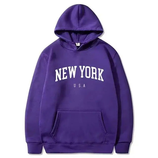 Men / Women New York U.S.A City Hoodies Fashion Letter Printed Graphic Sweatshirts Loose Casual Harajuku Hooded Pullover Sportwear