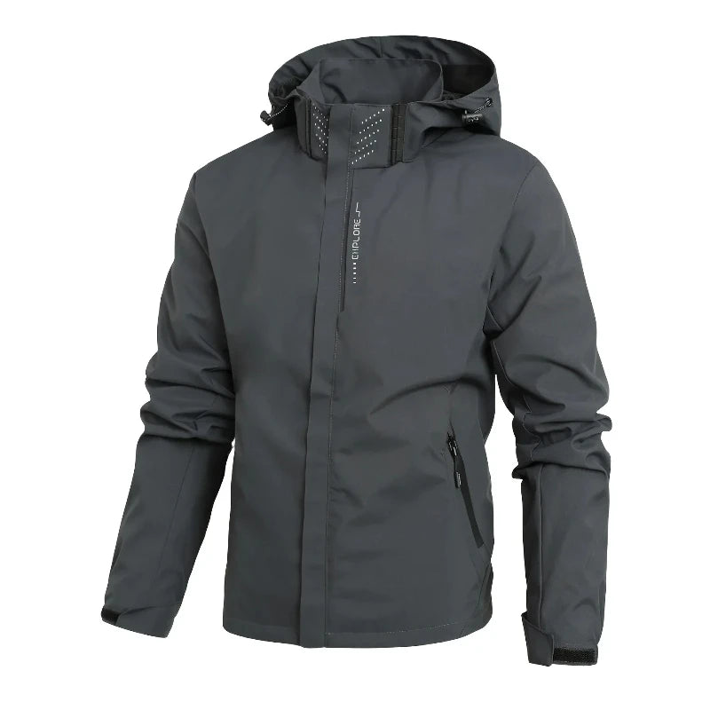 New Men's Lightweight Waterproof Rain Jacket Hooded Shell Outdoor Windbreaker for Hiking & Travel Breathable & Packable Coat Men