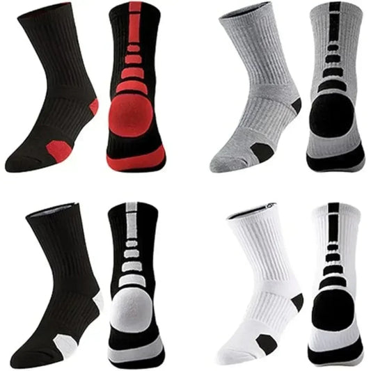 4Pairs Elite Basketball Socks Cushion Athletic Crew Socks Thick Performance Sport Soccer Towel Socks 7-12