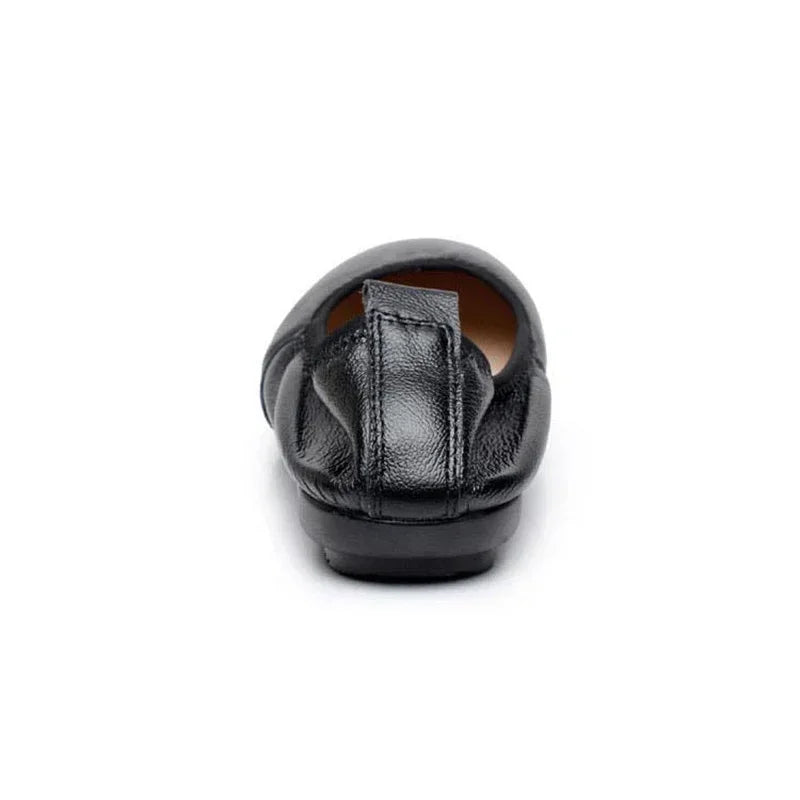 Ngouxm Fashion Women Loafers Shoes Leather Ballerina Ballet Flats Foldable And Portable Travel Pregnant Working Walking Shoes