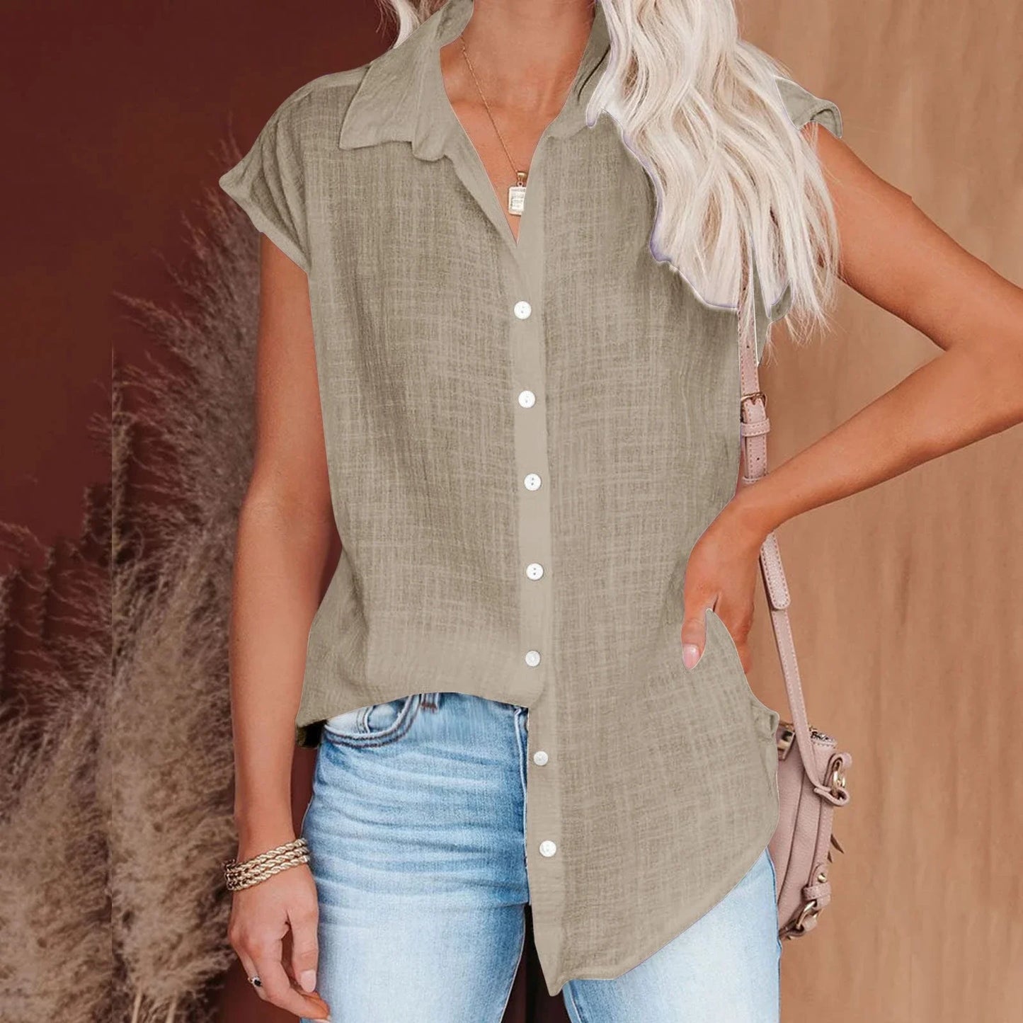 Cotton Linen Shirt Ladies Tops Tee Casual Thin Loose Woman T Shirt Summer Short Sleeve Solid T-Shirts Women Clothing Blouses