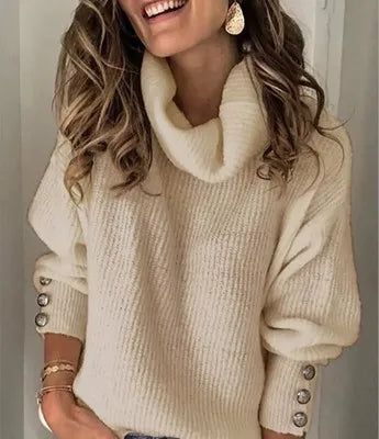 Early Spring, Autumn Winter Pure Color Long Sleeve Hoodie High Collar Knitted Top Women's Casual Straight Fit Knitted wear Fashionable